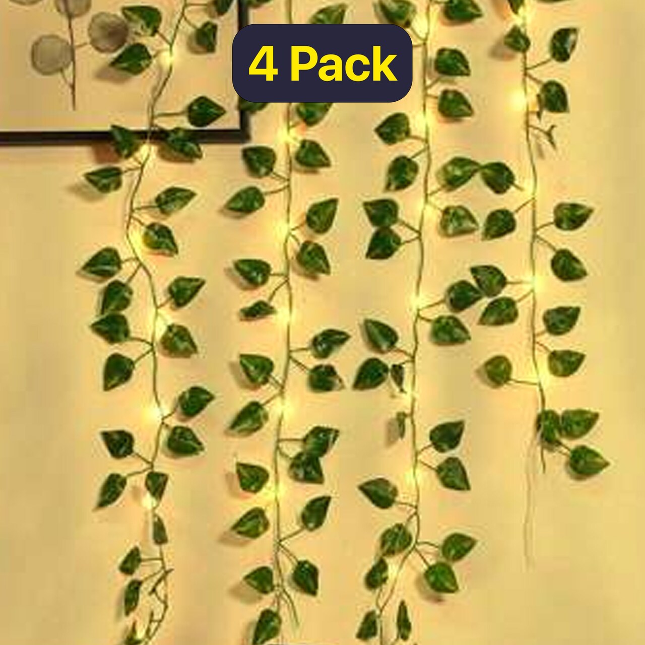 Enchanted Christmas 66 LED Battery Operated Ivy Leaf Curtain Lights